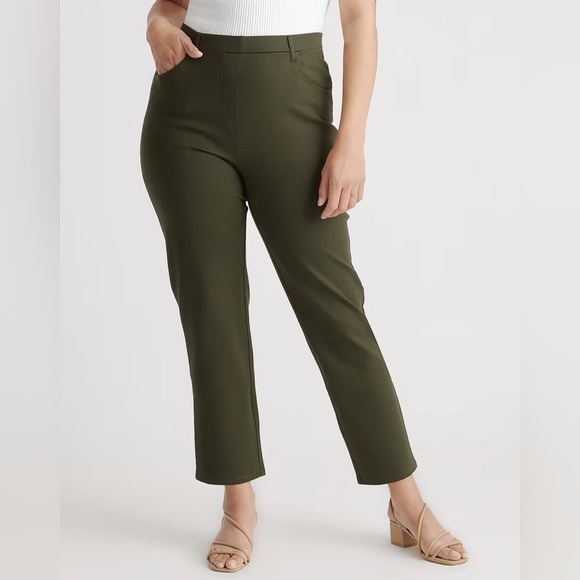 QUINCE Ultra-Stretch Ponte Straight Leg 4-Pocket Pants Olive Green Sz M - Picture 15 of 15